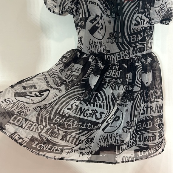 Emily The Strange Organza graphic a line mini dress Peter Pan collar small new - Picture 5 of 9
